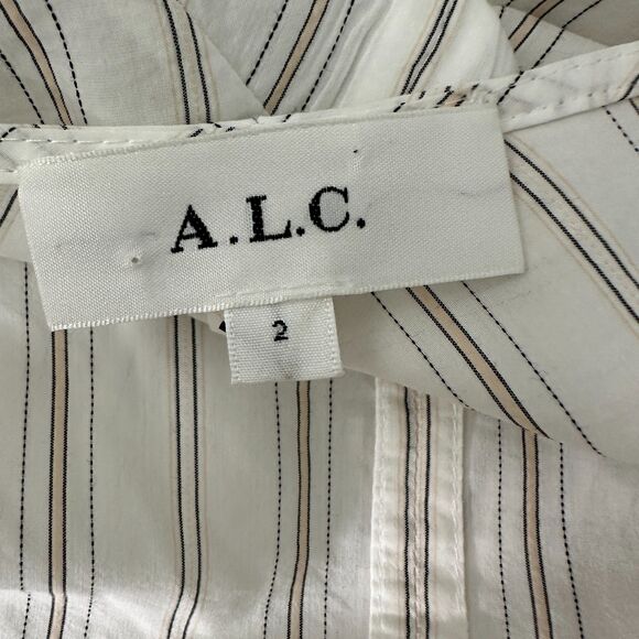 A.L.C. Enzo Striped Cotton-Blend Poplin Mini Wrap Dress Size 2 - Picture 7 of 9